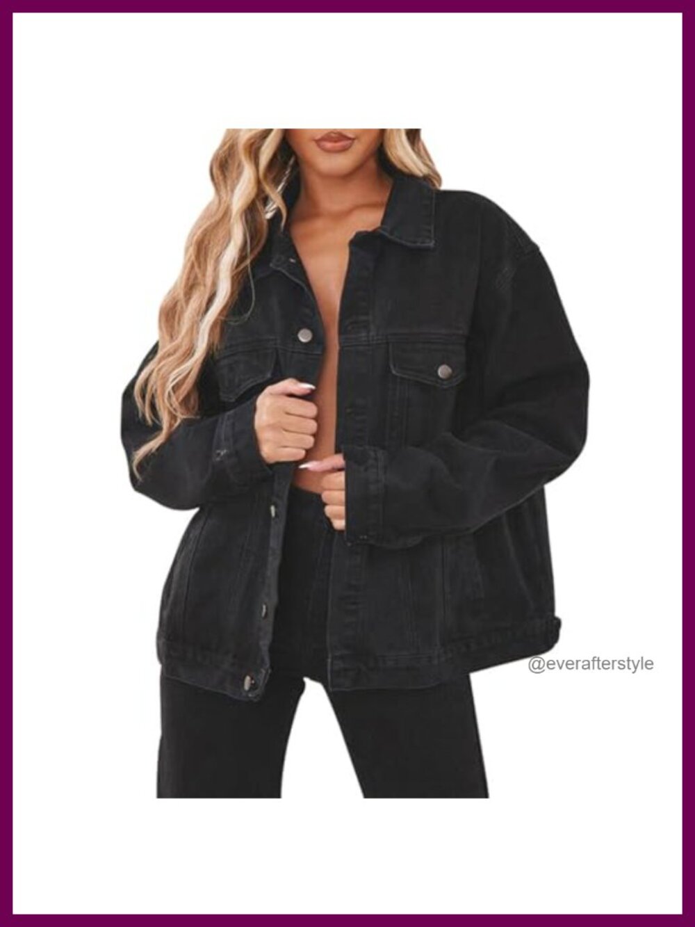 Oversized Long Sleeve Denim Jean Jacket with Pockets